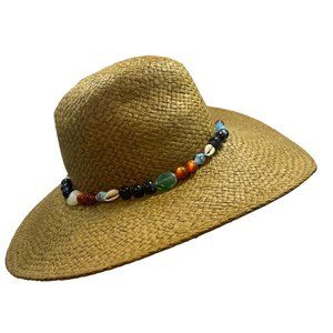 Brown Wide Brim Rancher with Beaded Band Detail